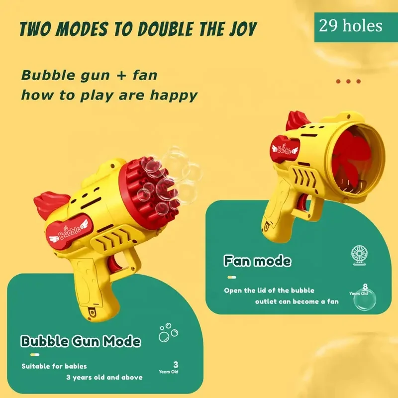 Bubble Gun Electric Automatic Soap Rocket Bubbles Machine Kids LED Light Blower Toys Children Gifts Party Novelty Gag Toys