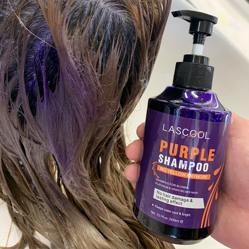 Blond brightening purple silver shampoo no yellow purple hair shampoo private label oem no yellow purple shampoo for blonde hair