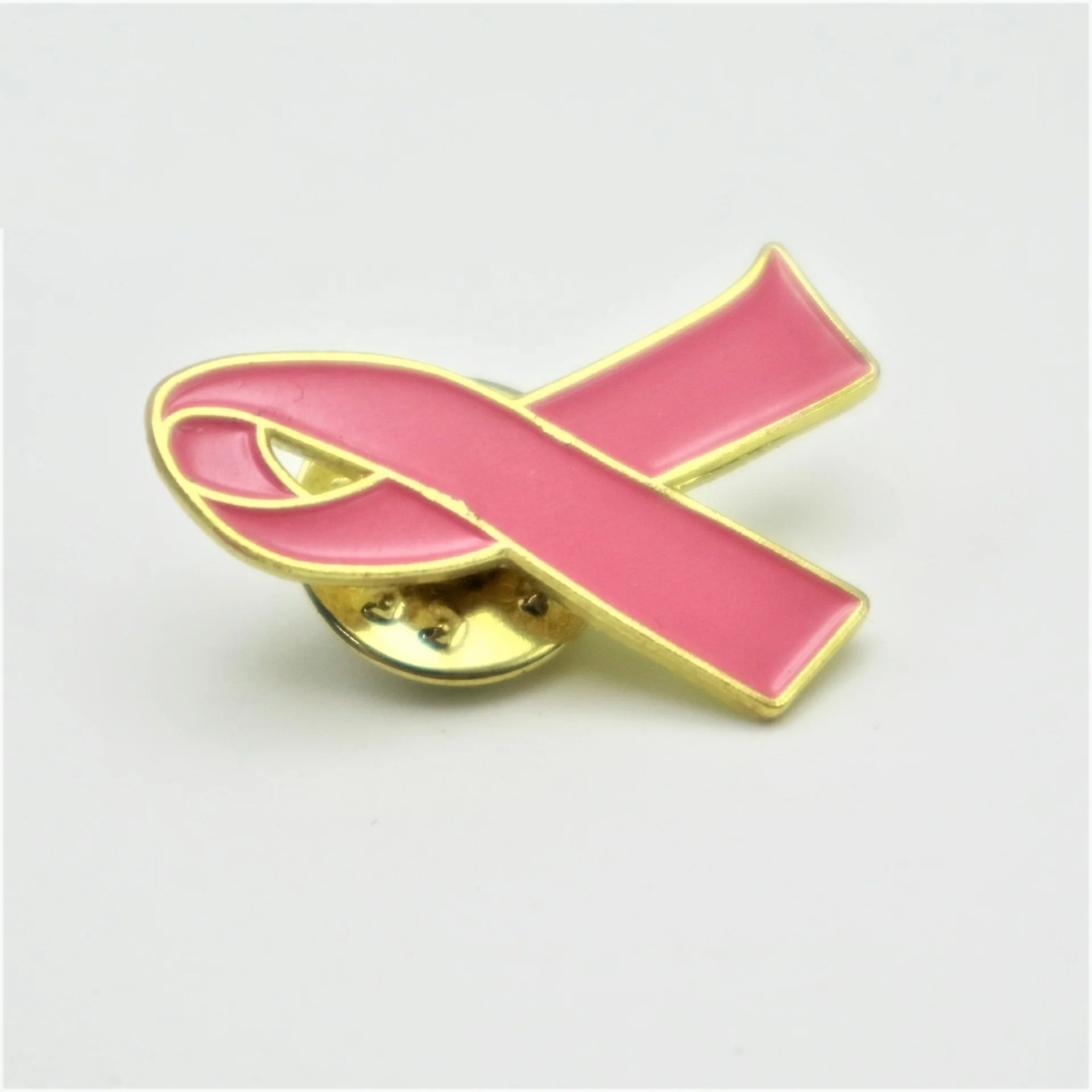 Wholesale Cheap in Stock Breast Cancer Awareness Ribbon Metal Lapel