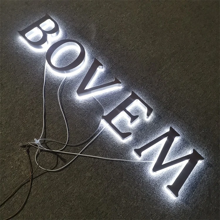 3D Lighting Acrylic Mini sign brushed sliver Led Signage Letter Steel LED Channel Letter Sign Custom shop store