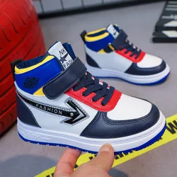 wholesale leather high top designer sneaker children school walking shoes boys casual sport shoes for daily life