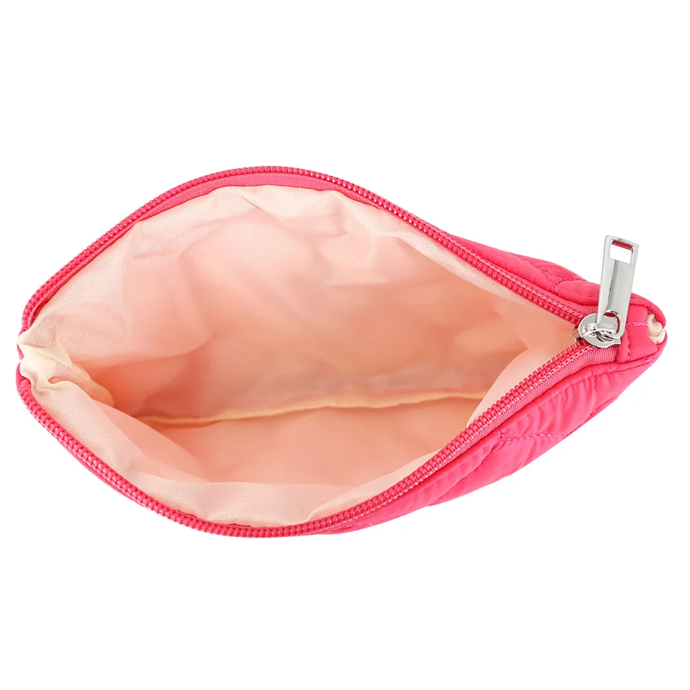 Quilted Love-Heart Down Feather Fabric Zipper Cosmetic Bag with Personalized Logo Skincare Cosmetic Pouch Cute Gift