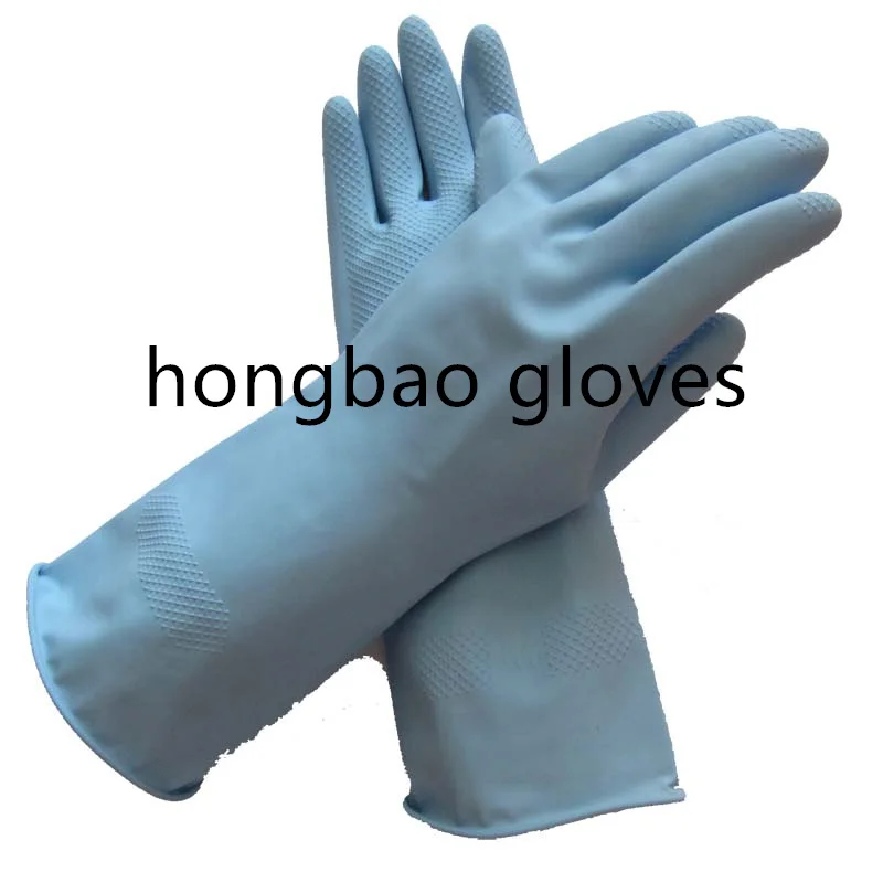 33cm korea  93g blue high quality kitchen waterproof gloves  rubber washing hand  glove household cleaning  latex gloves