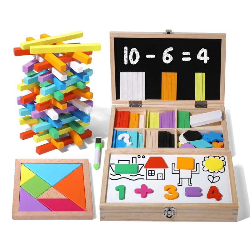 Hot Kids Children Counting Math Learning Sticks Wooden Educational Montessori Drawing Toys For Kids