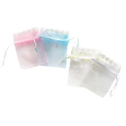 Lace wedding candy jewelry cosmetics gift organza drawstring bag