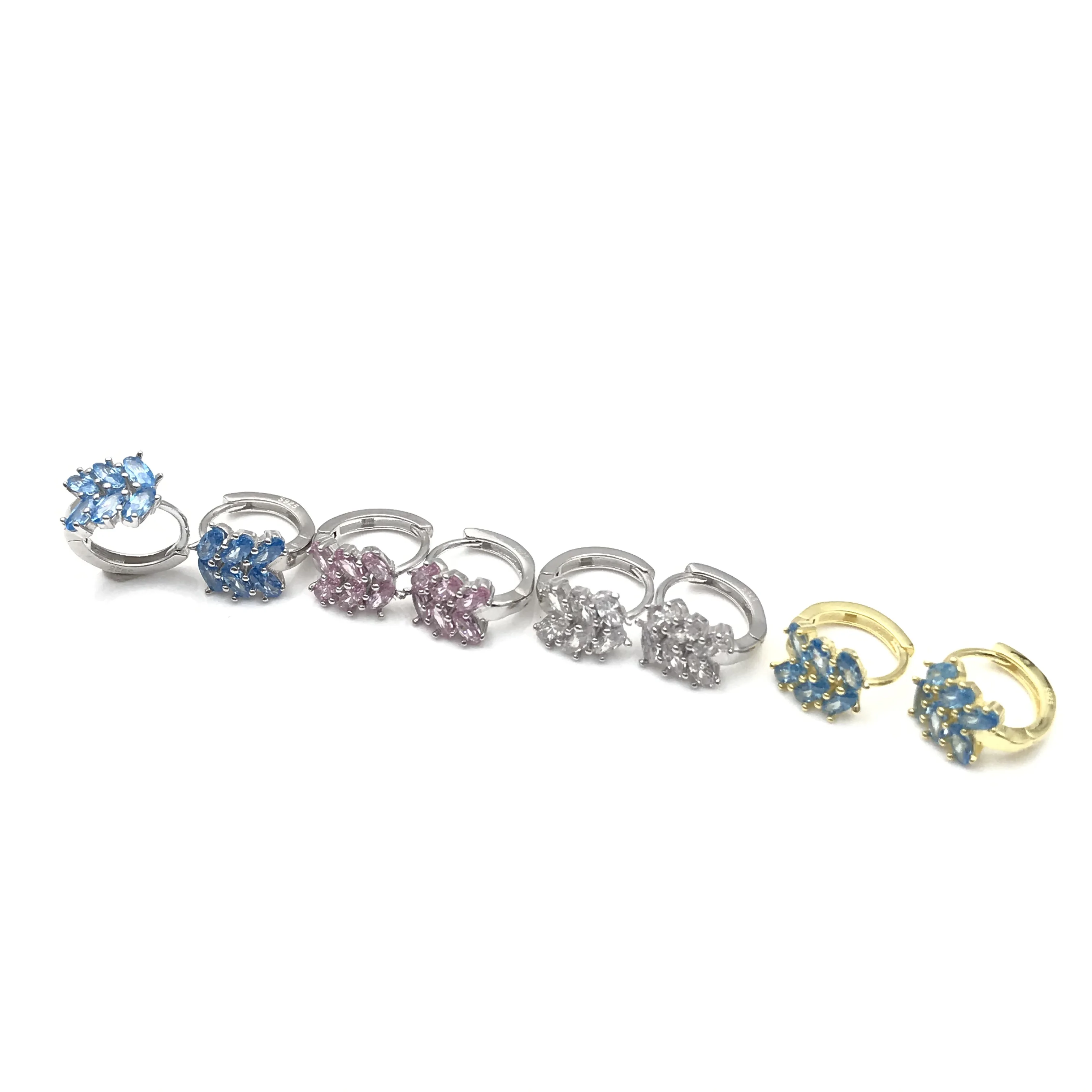 Huggie Earring Fashion Jewelry Hoop Earring Gold 925 Silver Non-tarnish Cubic Zirconia Korea Plated CZ Flower for Women Gift 14K