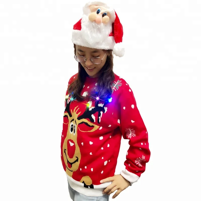 garment manufacture custom pattern funny led  christmas sweaters for adults