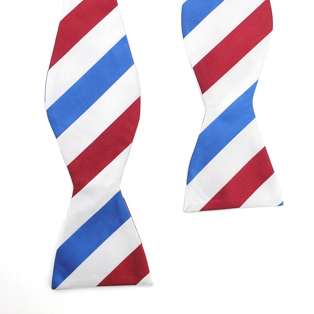 Self Tie Bow Ties For Men Preppy Look Butterfly Wholesale Blue Red College Stripe Polyester Detachable Bow Ties Manufacturers