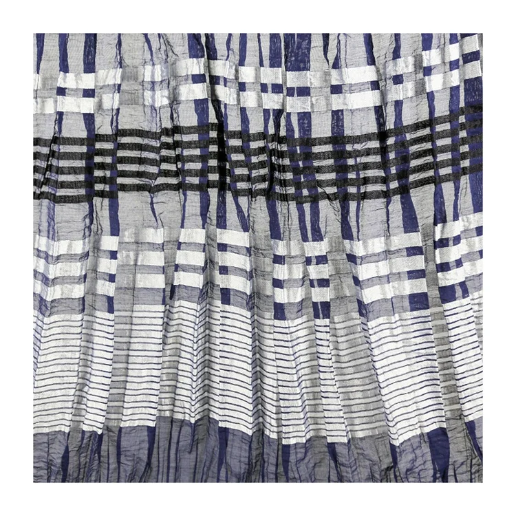 
High Quality Nylon Cotton Navy Panel Woven Stretch Jacquard Fabric For Dress Skirt Shirts 