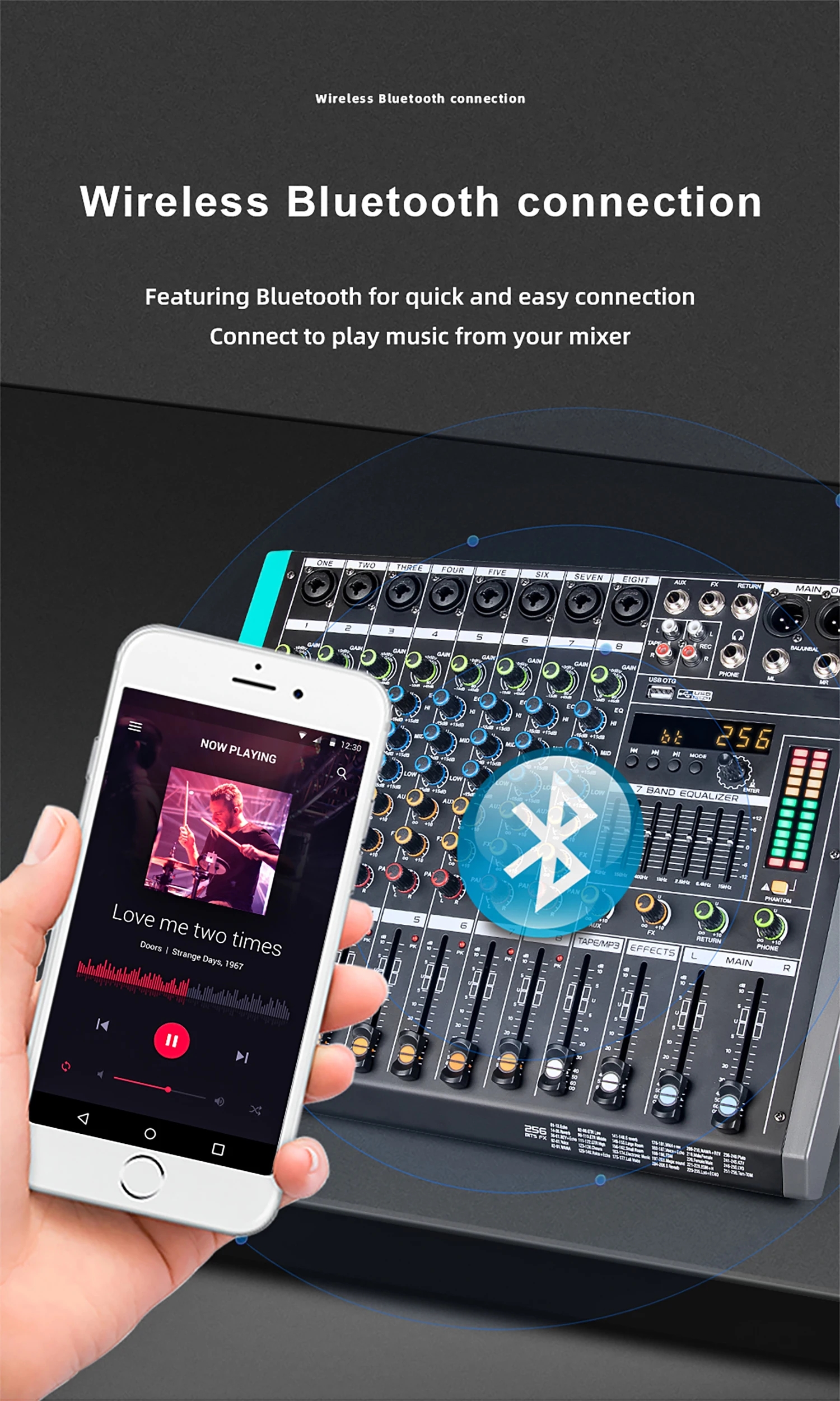 GAX-PA8 2024 Newest Professional Mixer Audio 6 Mono channel Mixing Console Buit-in MP3 Player Use for Home Party