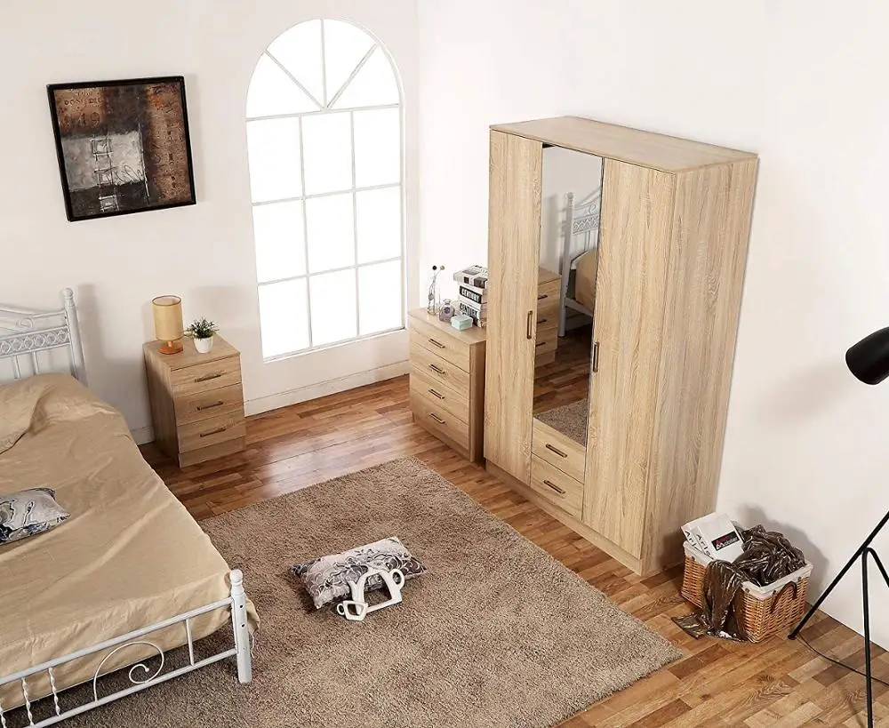 Bedroom Furniture Multifunctional Drawer Cabinet Wooden Wardrobe Sets With Mirror