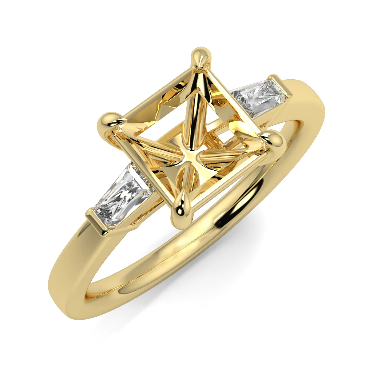 Custom Gemstone Semi Mounts Three Diamond Rings 18k Solid Gold Ring Semi Mount