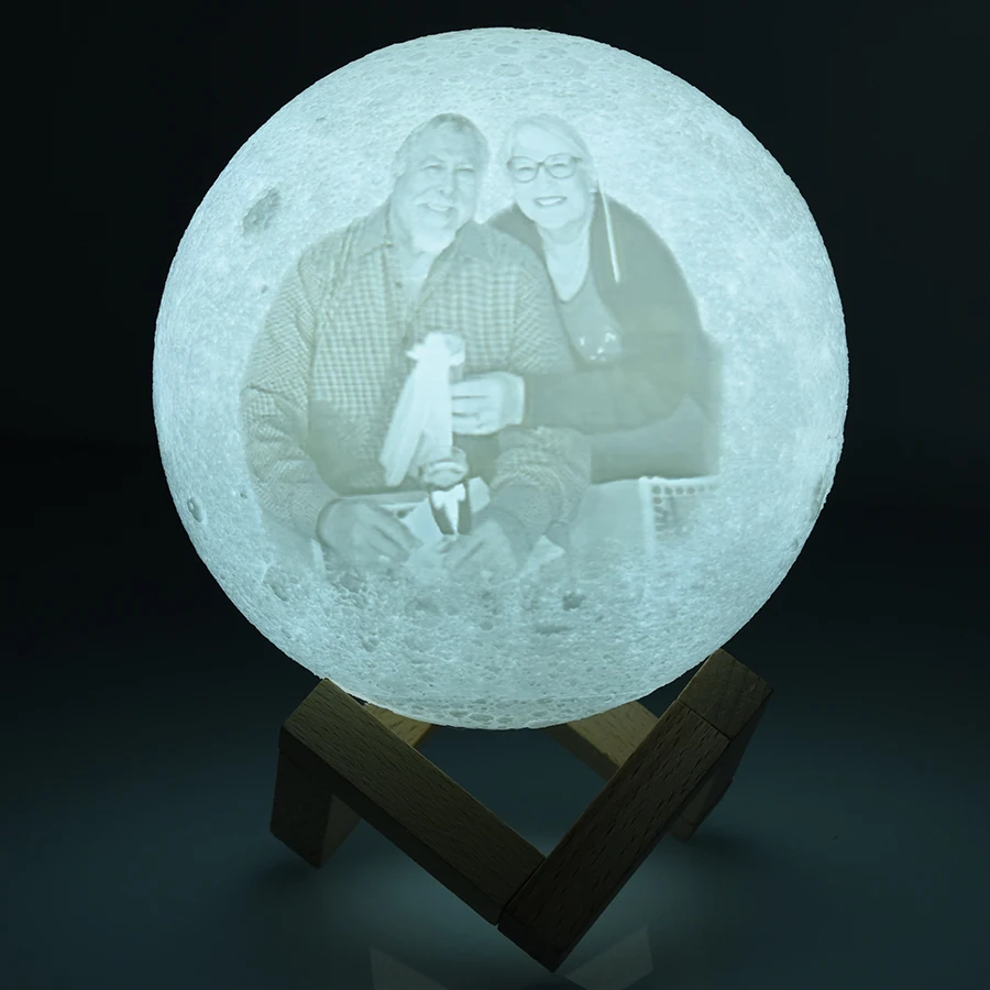 
Personalized Moon Lamp Night Light With Picture engraved Moon Light Customized gifts for guys Women 2 Colors Touch 15cm 
