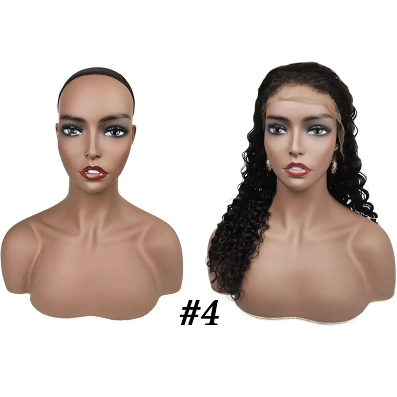 
Mannequin Head with Shoulders Beautiful Wholesale Wig Mannequin Heads Fashion Female African American Mannequin Head for Wigs 