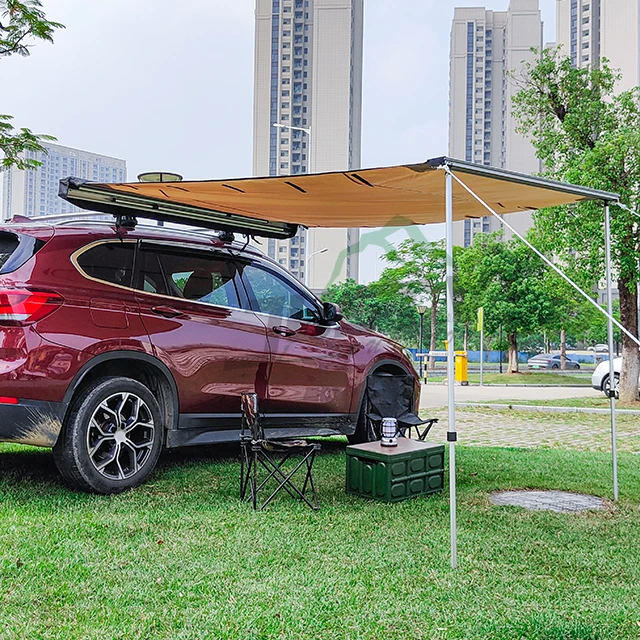 600D Oxford SUV Top Roof Tent Flat Waterproof Travelling Outdoor Camping Retractable Car Side Awning Roof Tent For Sun Shelter