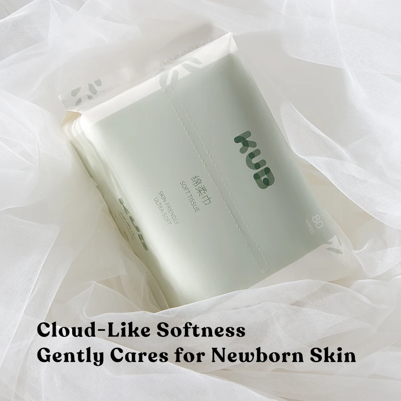 KUB Baby Daily Cleaning Care 80pcs Dry and Wet Wipes Skin Friendly Soft Baby Cotton Tissue