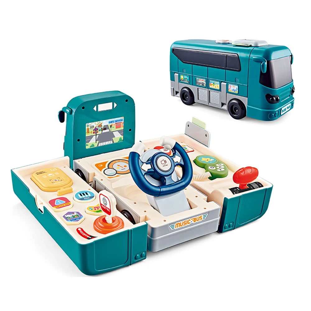 electric multi-functional driving simulation bus light and musical school bus model