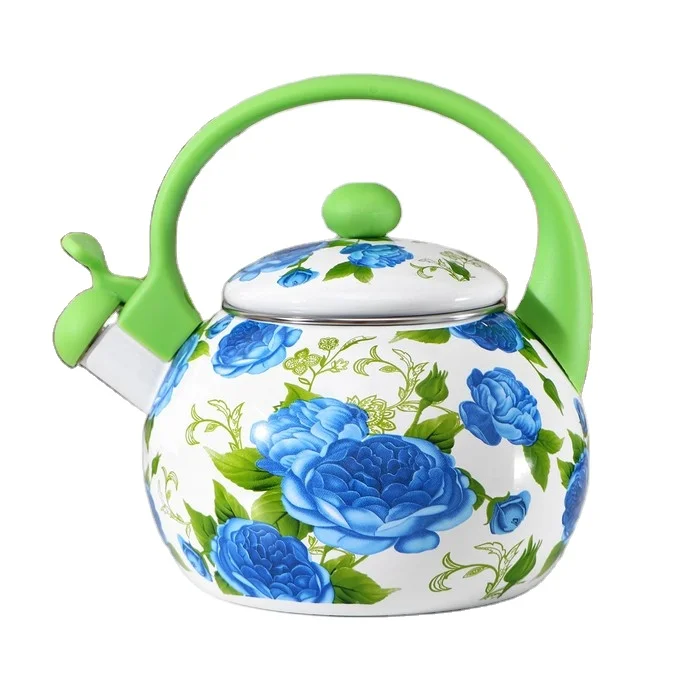 2.2L Whistling Enamel Teapot Kettle Home and Camping Whistle Emaye Emaille Colorful Red Blue Ollas de Peltre AVON