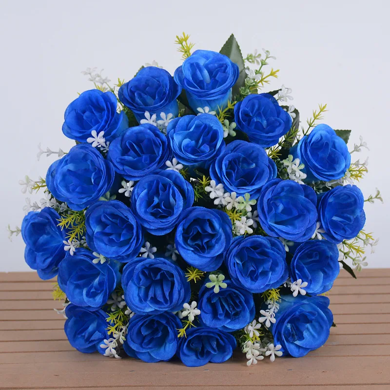 18 Head Open Premium Large Artificial Rose Bouquet Preserved Silk Rose Flowers For Bridal Wedding