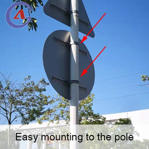 led flashing road sign one way street at left turn arrow blue white traffic sign