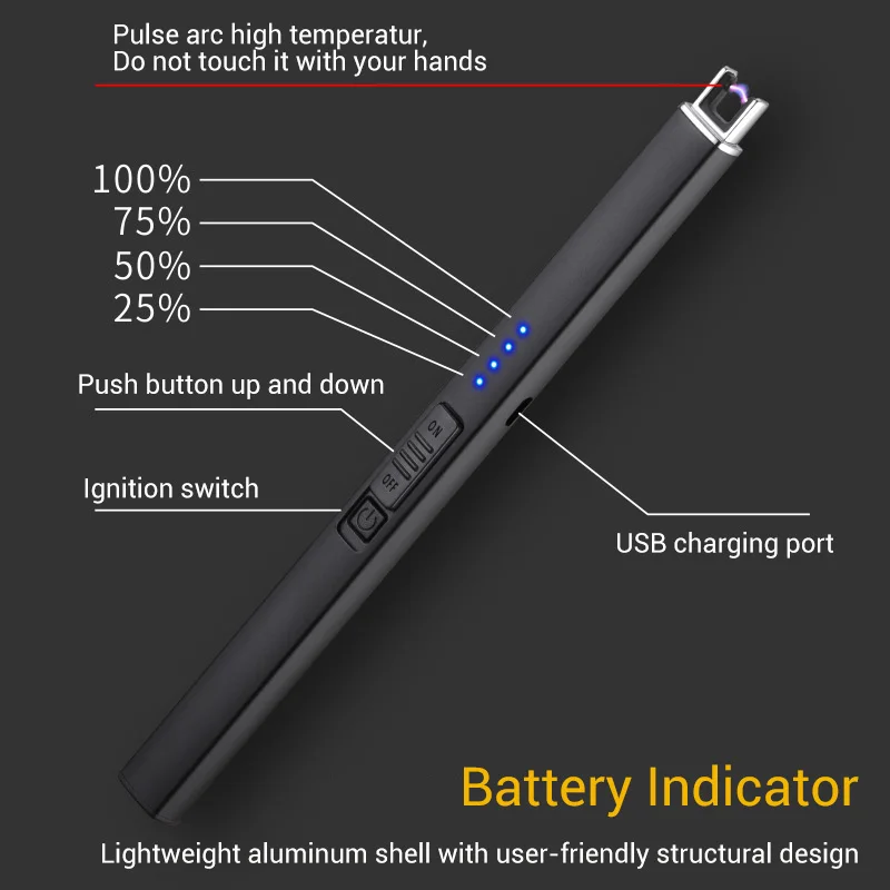 Hot Sale Fashion Igniter Usb Charging Windproof Extension Electric Lighter Incense Candle Metal Hose Arc Igniter