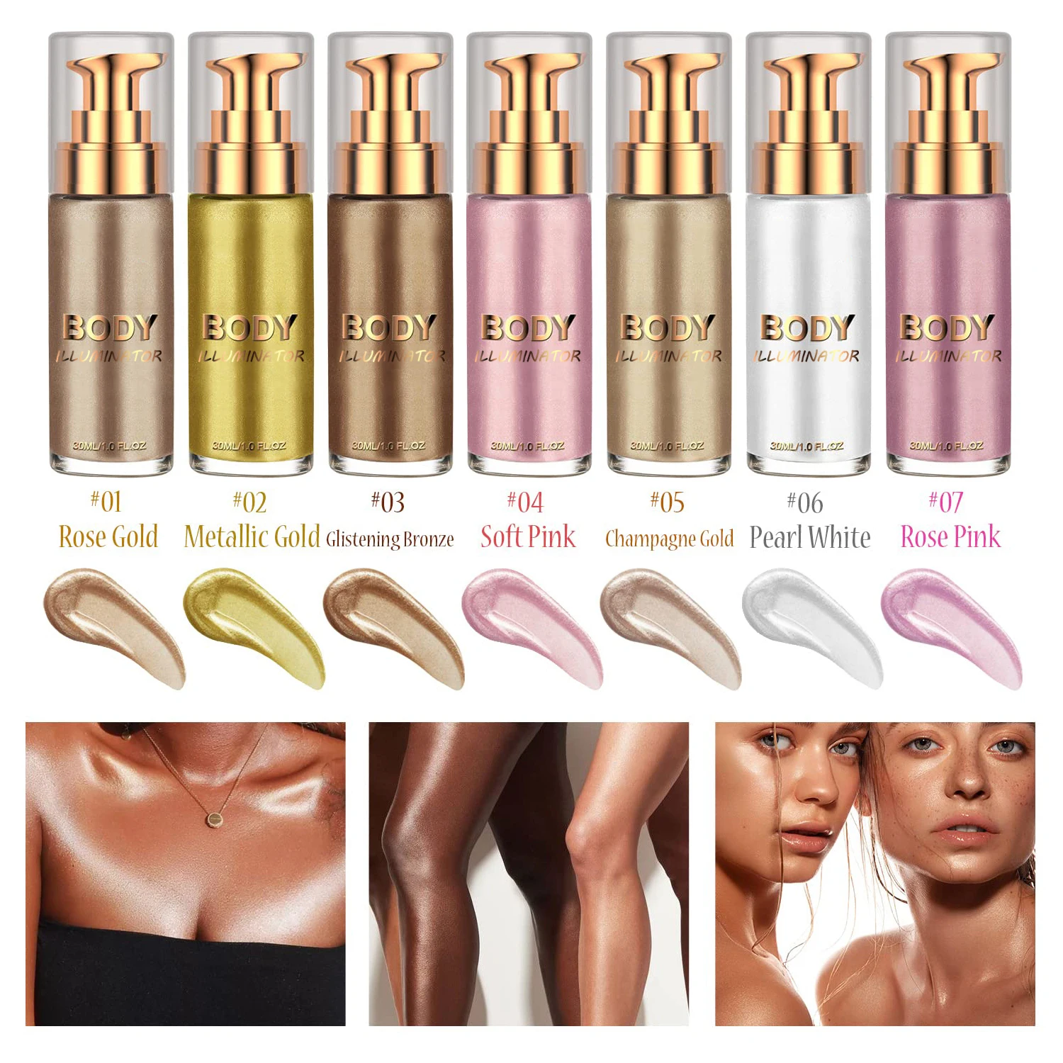 Small MOQ Shimmering Body Glitter Tanning Shimmer Spray Private Label Hot Sale Natural ODM OEM Liquid Highlighter Makeup