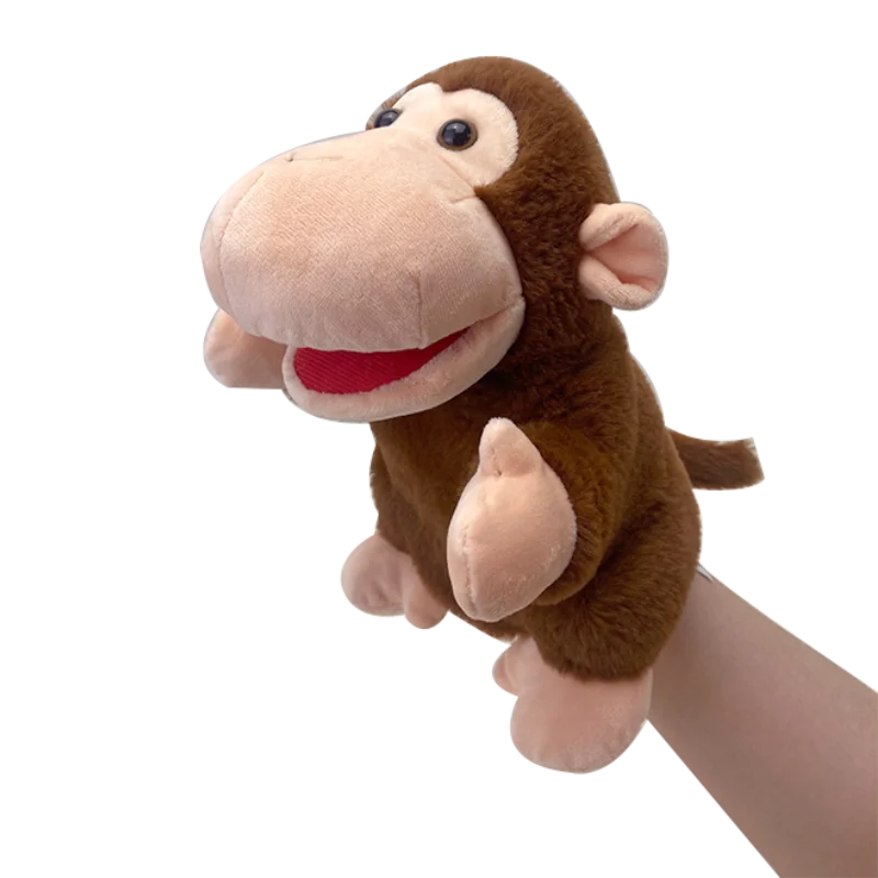 Educational Kawaii Dolls Stuffed Plush Animals Toys for Kids Hand Finger Story Puppet Monkey & Leopard-Baby Gift
