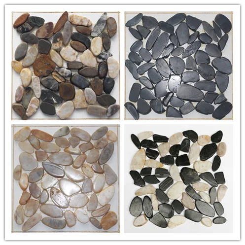 Outdoor Natural Marble mixed oval Pebble Mosaic tile Wall Tile and marble mosaic stone border Floor Tile for Garden Balcony