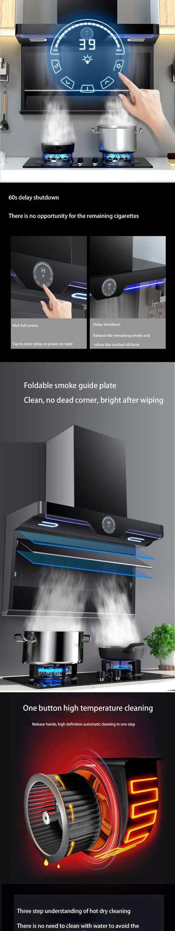 Super suction Range Hood Gas Stove Set Household Top Side Double Suction Pumping Unit