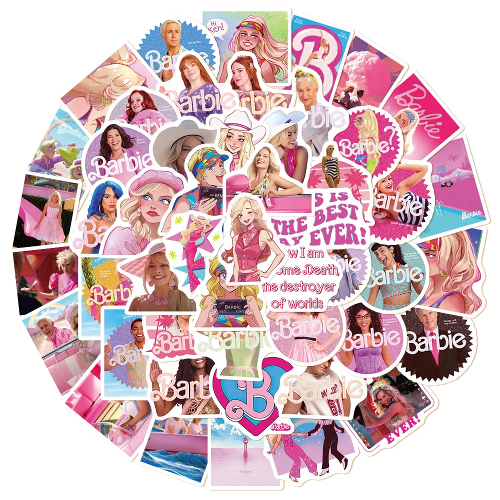 50Pcs Barbie stickers For Girl laptop ledger phone case iPad decoration waterproof DIY sticker
