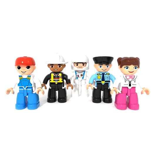 Police Worker Elder Engineer Pilot Kids Figures Toy With Magnetic For Building Block
