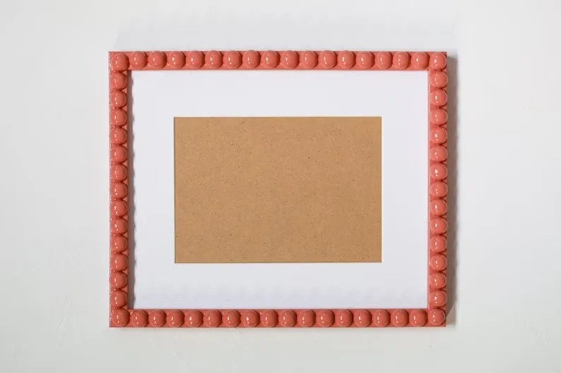 Beaded Wood Picture Frame Handmade Wooden Bobbin Frame Gift Photo Frame