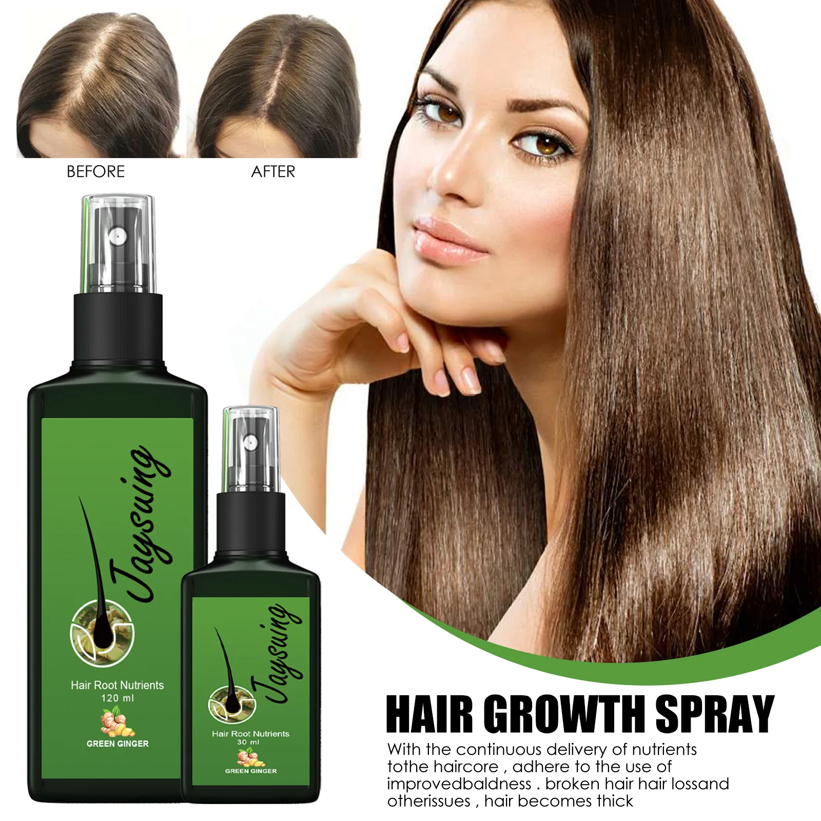 30 ML Moisturizes Hair Roots Thick Hair Improve Ginger Spray Hair Care Nutrient Solution for Wholesale