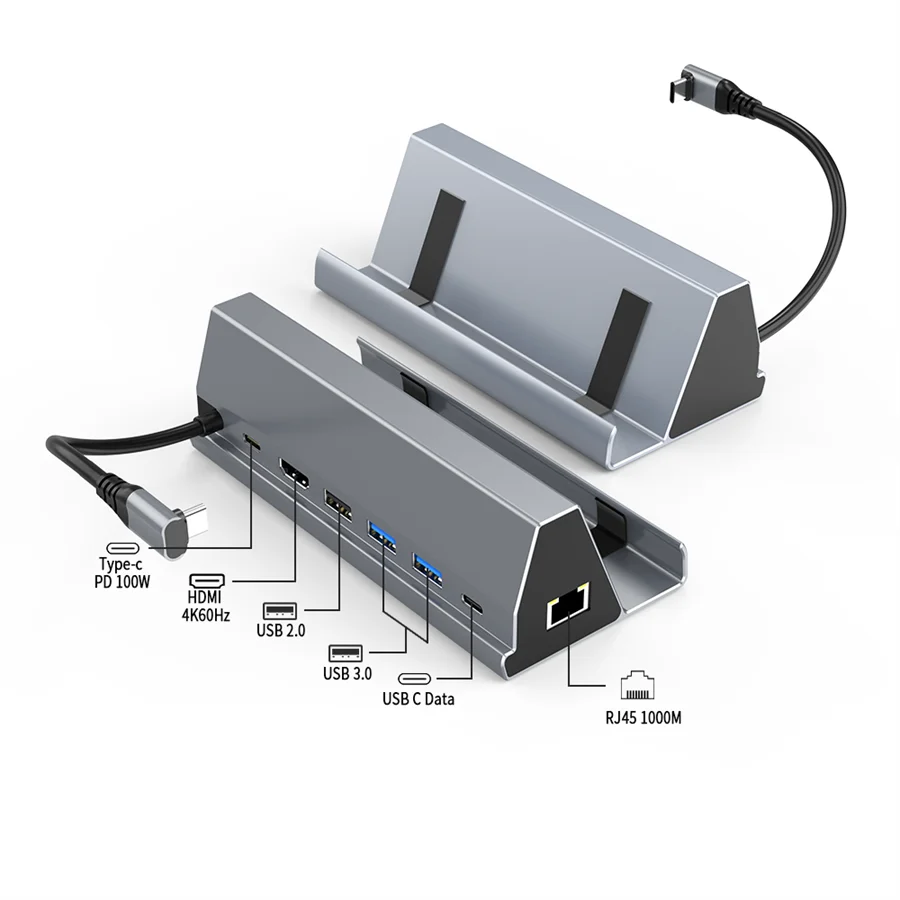 customize usb c docking station 4 port usb 3.0 hub adapter 7 in 1 type DC DVI LAN fast charging usb c hub for PC