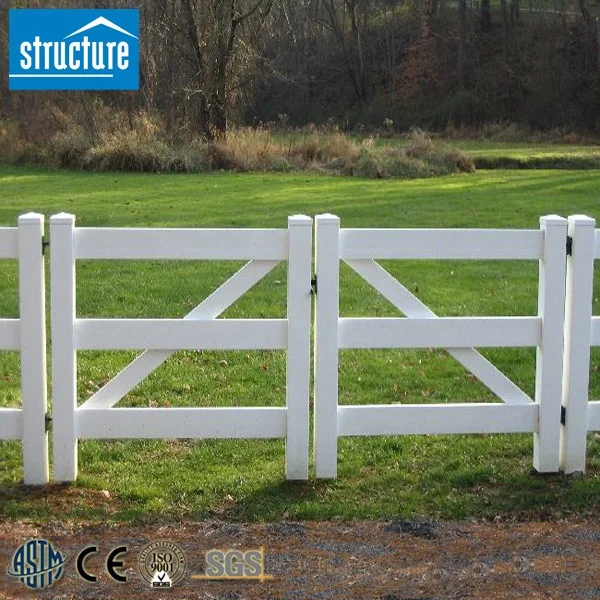 Cheap Plastic Ranch Vinyl Cattle Rail Fence Gate for Farm Yard
