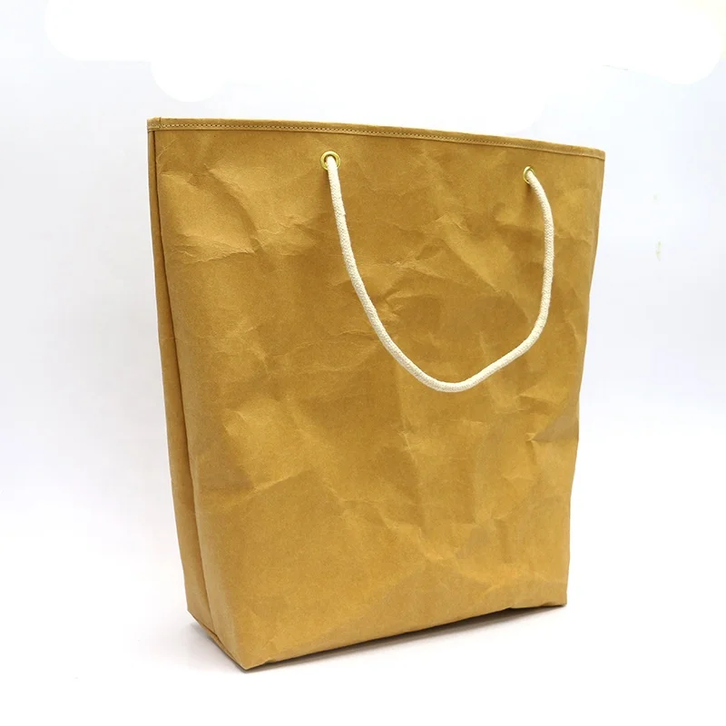 Brown Washable Kraft Paper Bag Gift Bag Handbag Custom Logo Printed Promotion Craft Tote Bag