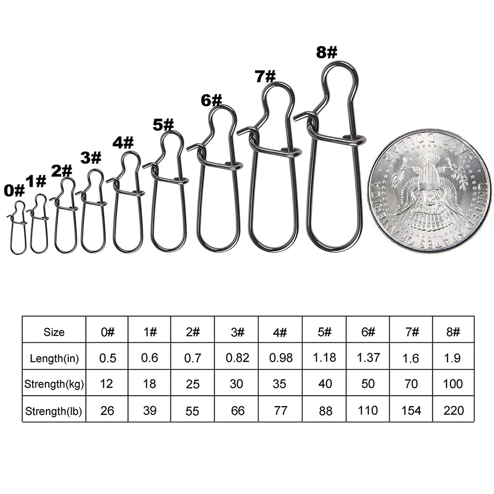 Stainless Steel Fast Clip Lock Snap Swivel Slid Rings Safety Snaps Fishing Hook Connector Tool