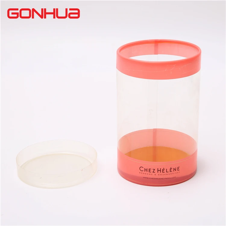 GONHUA Custom Logo Cylinder Gift Box Clear Transparent Printed Cosmetic Plastic PVC PET PP Round Tube Plastic Packaging With Lid