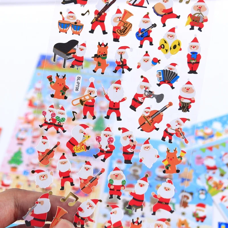 
SHANLE Cartoon Christmas Eve Cute Santa Claus Milu deer image PVC Stickers A gift for a child 