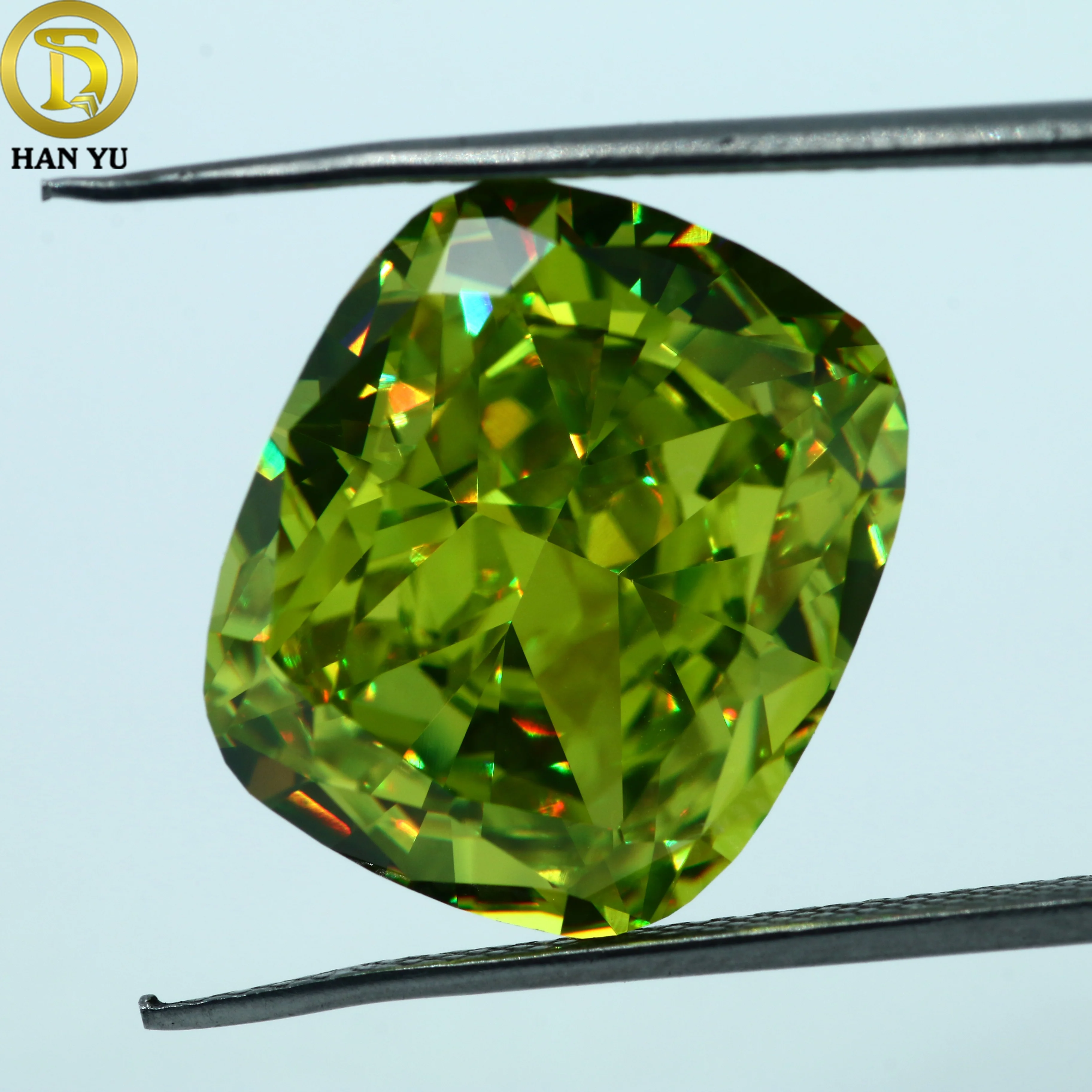 HanYu High Quality 5AAAAA Zircon Stone Wholesale Cushion Ice Cut Olive Cubic Zirconia CZ Gemstone