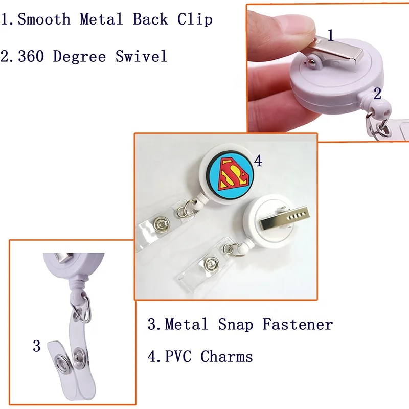 Stitch Wholesale Retractable Blue Animal Id Retractable Badge Holder Pull Reel Nurse ID Name Card