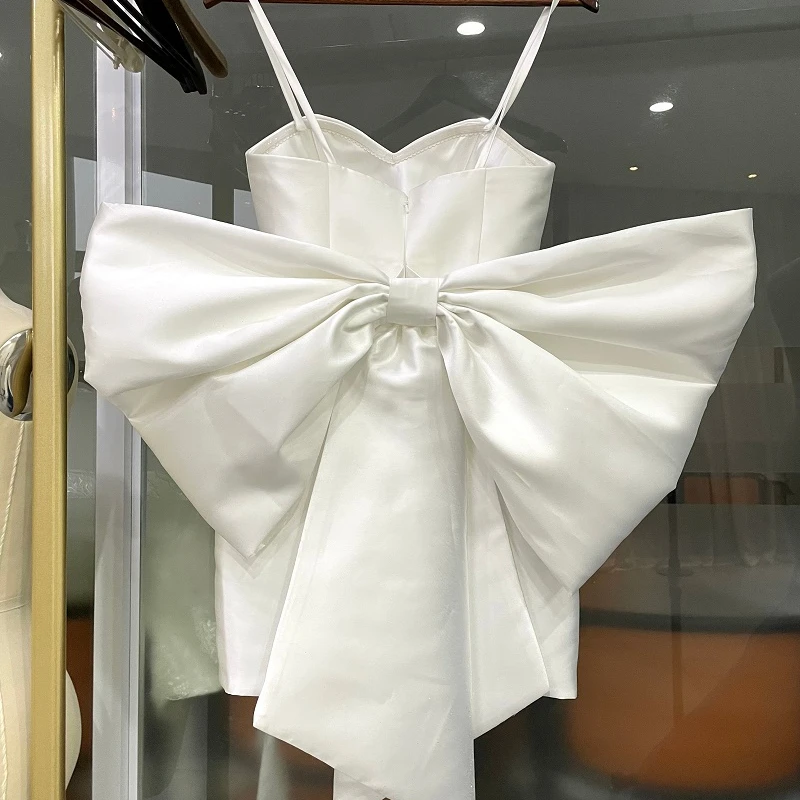 New Unique Design Short Wedding Dress Satin Wedding Dress Women Girls Wedding 2023