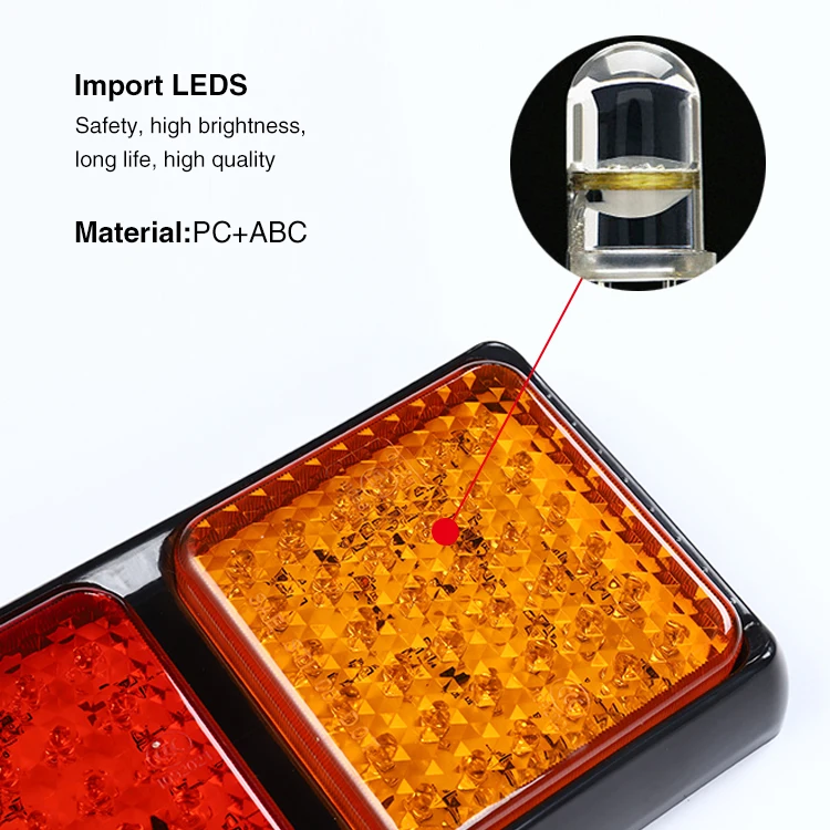 Waterproof Emark 3C DOT approved square led stop tail indicator combination LED truck light rear signal light