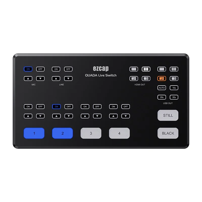 ezcap328 QUADA Live Switch 4 Channels HDMI to USB-C Video Capture Live Stream Video Switcher