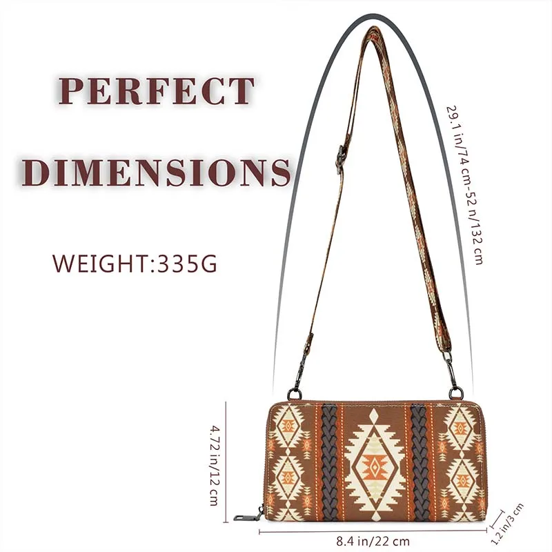Ladies Travel Removable & Adjustable Shoulder Strap Clutch Bags Aztec western wallets mens credit card holder