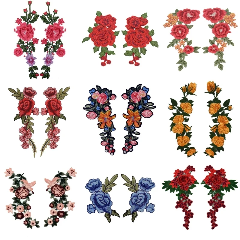 Custom Applique Patch Rose Embroidery Iron On Flower Appliques Patches for Sewing, Clothing, Scrapbooking Decorative