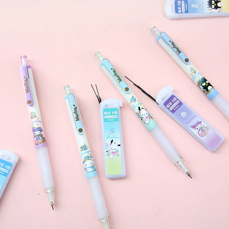 24pcs Sanrio Mechanical Pencils Stationery Set Hellokitty Pachacco Kuromi Cinnamoroll Student School Supplies Automatic Pencil