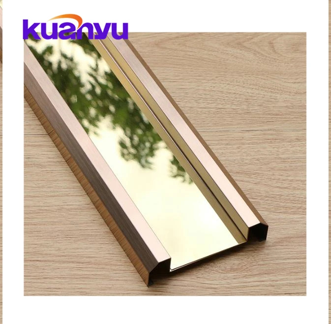 Factory Price Stainless Steel Golden Metal Tile Edge Profile Protection Skirting Boards For Decorative Interior Wall