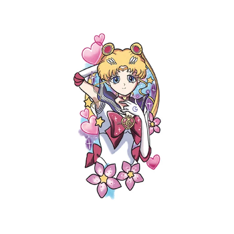 Cartoon tattoo with beautiful girl style anime flower arm tattoo stickers waterproof lasting