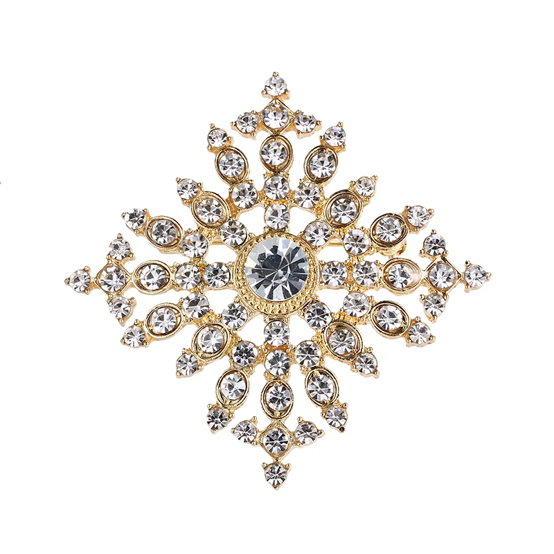 Weiman Jewelry Factory Price Sale Gold or Silver Plated Crystal Rhinestones Cross Alloy Brooches for Women or Wedding